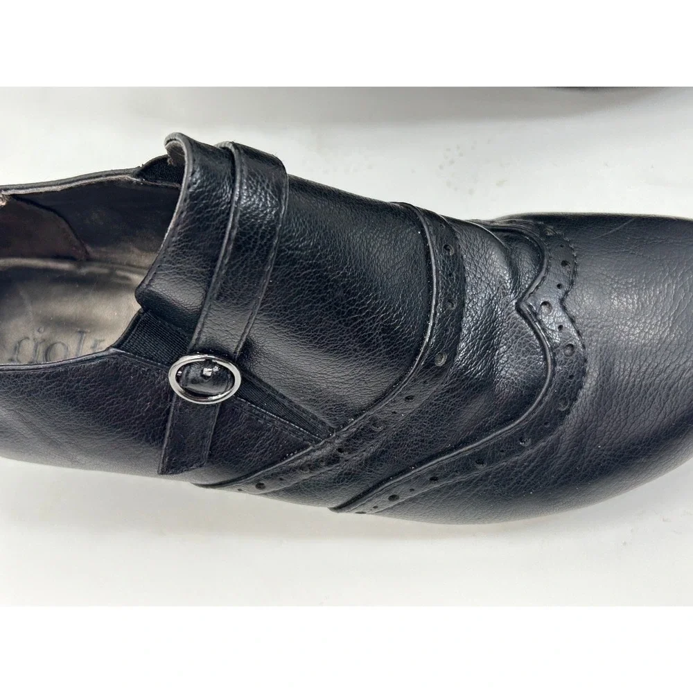 Rialto Womens Black Wingtip Mary Jane Block Heels Brogue Perforated Shoes